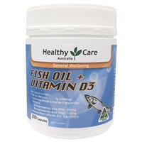 HealthyCare Омега-3 рыбий жир + витамин Д, премиум,200 касп., Австралия