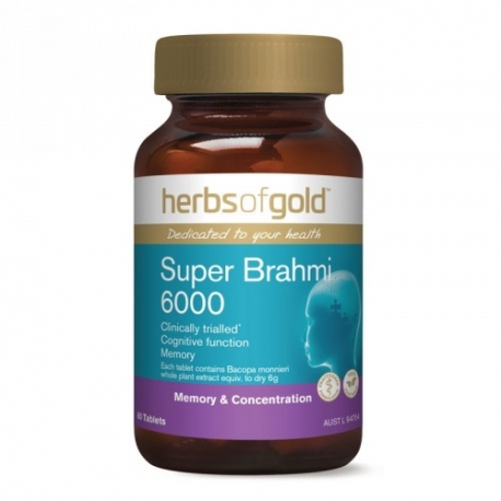 HerbsofGold Супер Брахми 6000 для улучшения памяти, 60 табл., Австралия